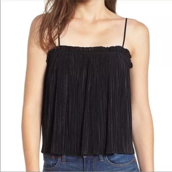 NWT Madewell Texture & Thread Micropleat Tank Top in Black sz medium - Picture 3 of 13